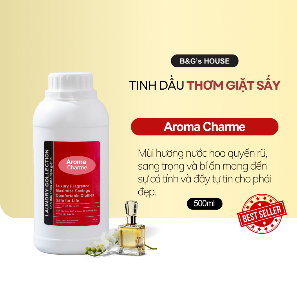[Mùi hương nước hoa ]Aroma Charme - Tinh dầu giặt sấy Quyến Rũ, Sang Trọng và Bí Ẩn