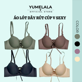 Áo lót su không gọng cup V dây rút tạo khe mút dày 3cm 