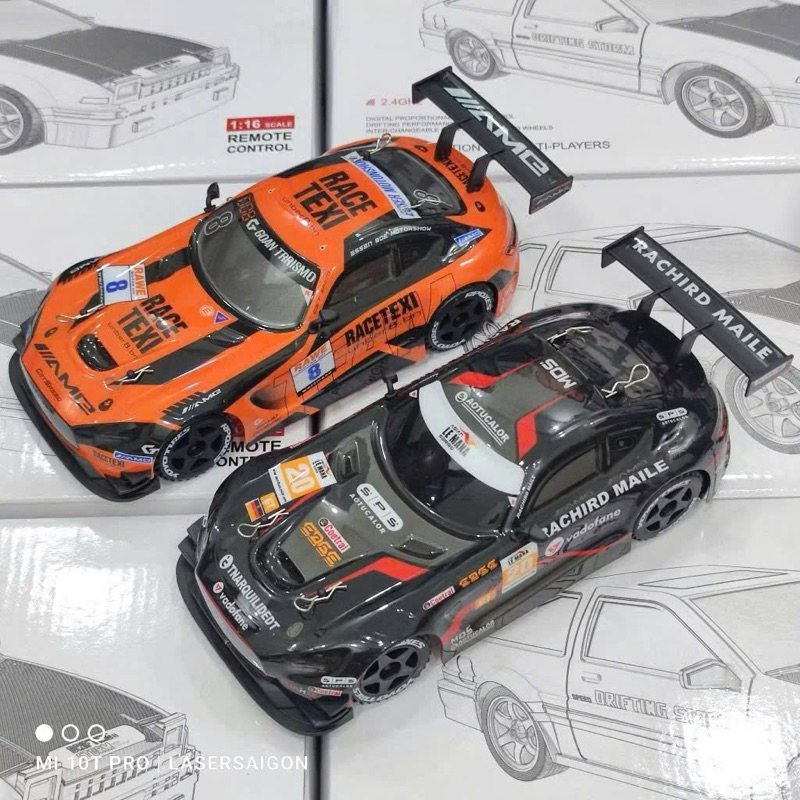 Xe điều khiển mini Drift Mecedes AMG GT3 1/24 KANTOM có gyro, servo, xe drift tốc độ 30km, xe oto đi