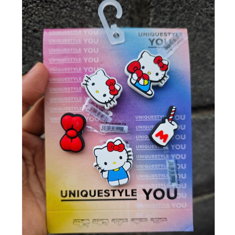 Set charm gắn dép cross, phụ kiện trang trí dép cross HELLO KITTY dễ thương, charm jibbitz HELLO KIT