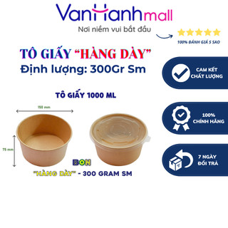  Set 100 - 500 Tô Giấy Kraft 1000ml Chịu Nhiệt Có Nắp PP nắp PET đựng thức ăn Cơm Phở - BH 6 THÁNG 