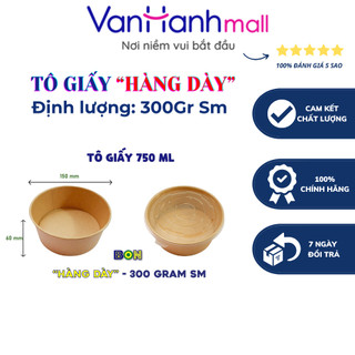  Set 100 - 500 Tô Giấy Kraft 750ml Chịu Nhiệt Có Nắp PP PET đựng thức ăn Cơm Phở - BH 6 THÁNG 