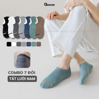 Combo 7 đôi tất ngắn nam chống tuột gót GOMTAT, vớ nam đi giày lười chất liệu cotton hút ẩm, mềm mại - D16-A080-CB7