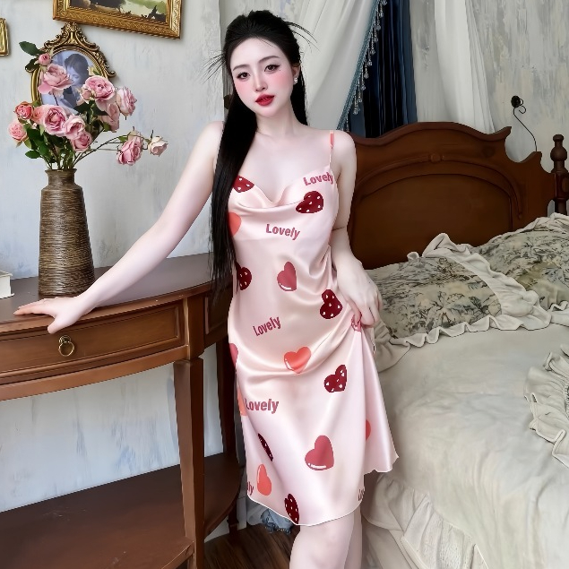 Đầm ngủ cao cấp Hisexy Lụa Satin Dáng Xuông Liền Thân MD97