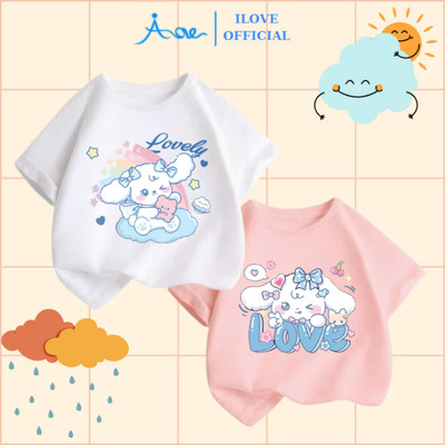 [MỚ] Áo thun cộc tay cho bé gái AORE, Áo phông in hình chú chó Cinnamoroll chất COTTON mềm mịn, thoáng mát 9-36kg