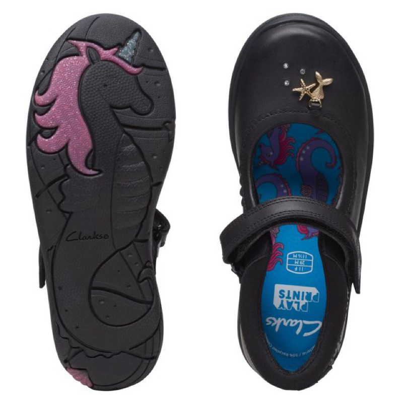 Giày CLARKS school hoạ tiết nàng tiên cá Da bóng và da mờ CHÍNH HÃNG