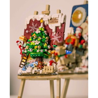  NOEL Bộ đồ chơi lắp ráp mô hình hộp bút giáng sinh bức tranh cây thông LOZ 