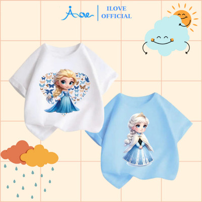 [MỚI] Áo thun cộc tay cho bé gái AORE, Áo phông tay ngắn in hình Công chúa Disney Công Chúa Tuyết ELISA cotton 9-36kg