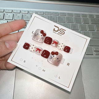  Móng chân giả NGẮN màu nail box chân đính nơ đơn giản sang trọng MC088 tặng KÈM keo dán móng 