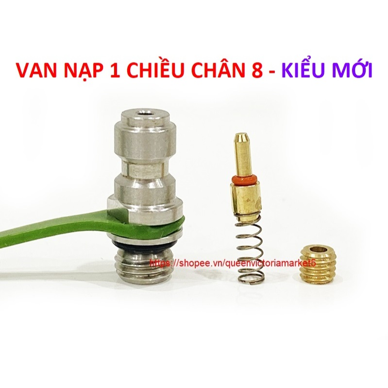 Ty nạp, van nạp một chiều chân 8 - M8 ( nắp xanh )