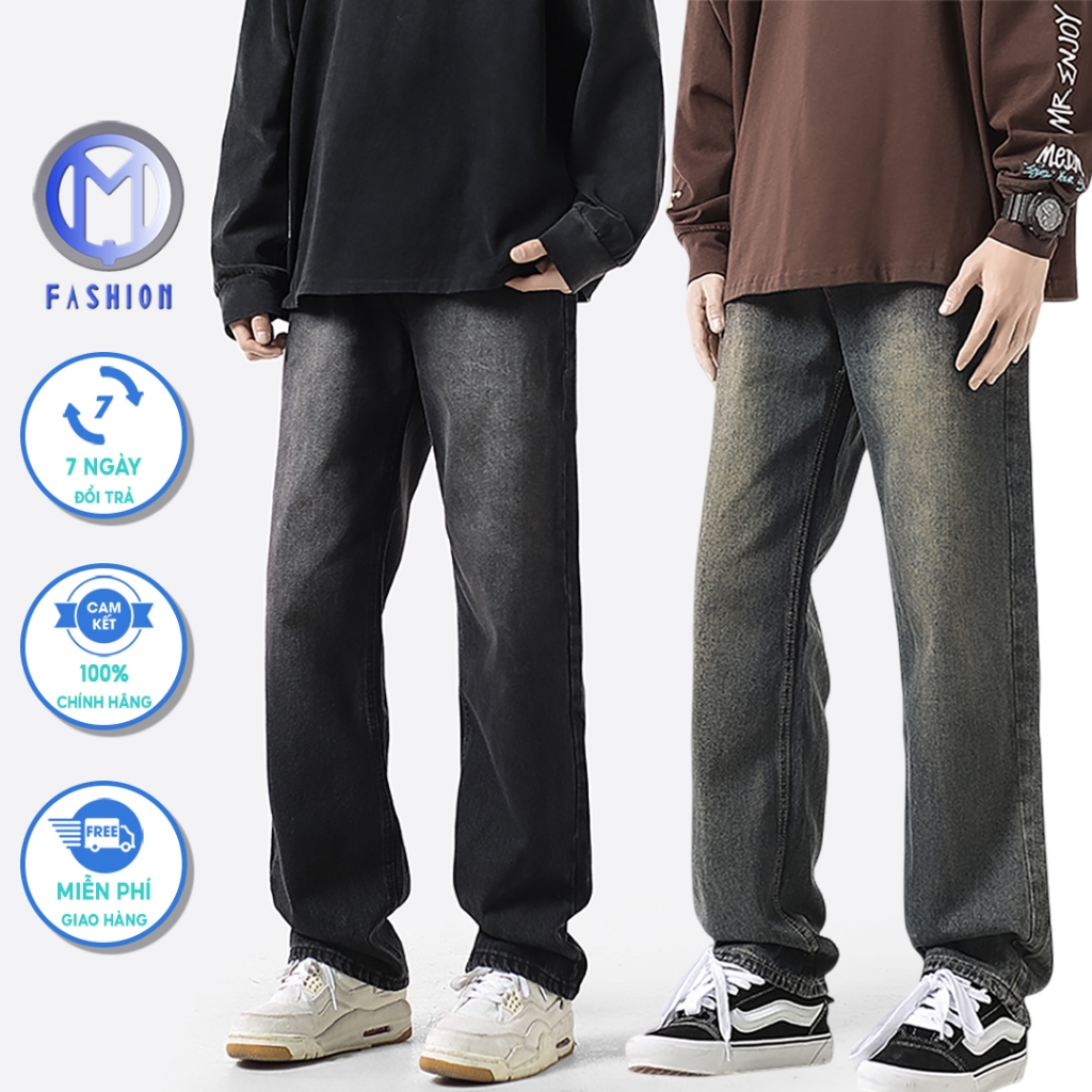 Quần ống rộng nam form suông boy phố cao cấp jean wash màu phong cách Hàn quốc - Fashion M JN01