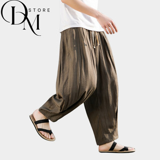  Quần Baggy Nam Vải Đũi Rộng Mát Phong Cách Cổ Trang,Quần Ống Rộng Lưng Thun Co Giãn Mặc Nhà - QD111 