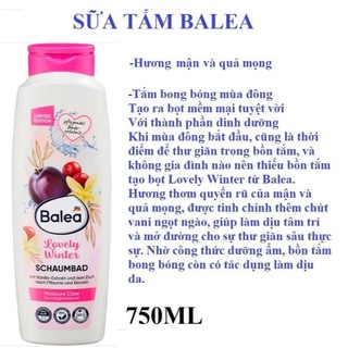 Sữa Tắm Balea dưỡng da, cung cấp độ ẩm giúp da khít lỗ chân lông mà mềm mịn 750ml- Đức