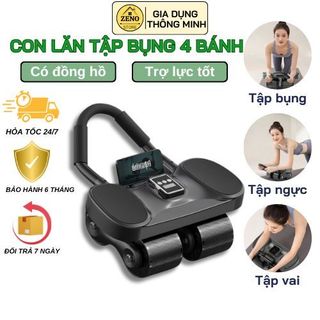 Con Lăn Tập Bụng Trợ Lực 4 Bánh Dụng Cụ Plank Tại Nhà Thế Hệ Mới 2024 Máy Tập Bụng Tặng Kèm Thảm Kê Chân