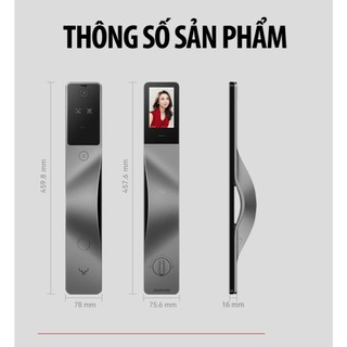 [Bao lắp đặt] Khóa cửa thông minh Lockin V5 Max nhận dạng tĩnh mạch lòng bàn tay, Face ID, tích hợp màn hình 4 inch
