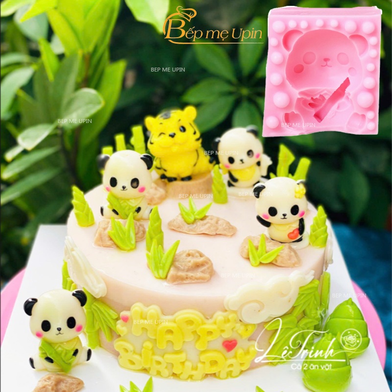 Sét 4 gấu panda khuôn silicon tạo hình trang trí bánh