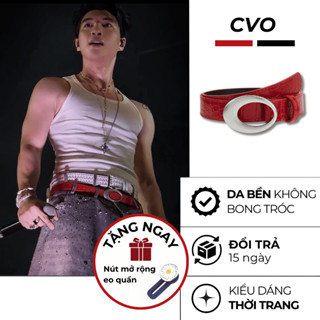 [CÓ SẴN] Thắt lưng đỏ  nam nữ Y2K da PU màu đỏ dây nịt cao cấp mặt trăng oval cá tính TL28 - CVO STUDIO