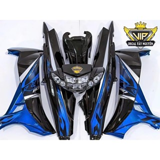  Dàn áo xe Sirius 50 110cc - Yếm Trong Xanh GP + Full Đen - Nhựa ABS cao cấp Tặng Tem PVC 3 lớp 