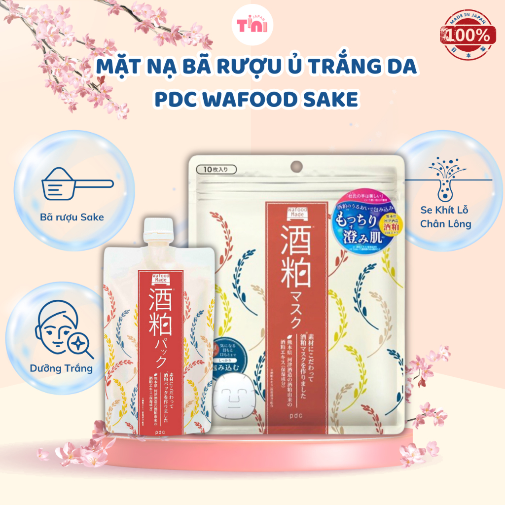 Mặt nạ bã rượ u sake ủ trắng da PDC Wafood Sake 170g Nhật Bản