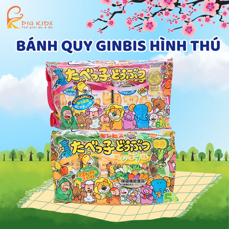 Bánh Ăn Dặm Hình Thú Ginbis Cho Bé Bổ Sung Dinh Dưỡng DHA Canxi Nhật Bản