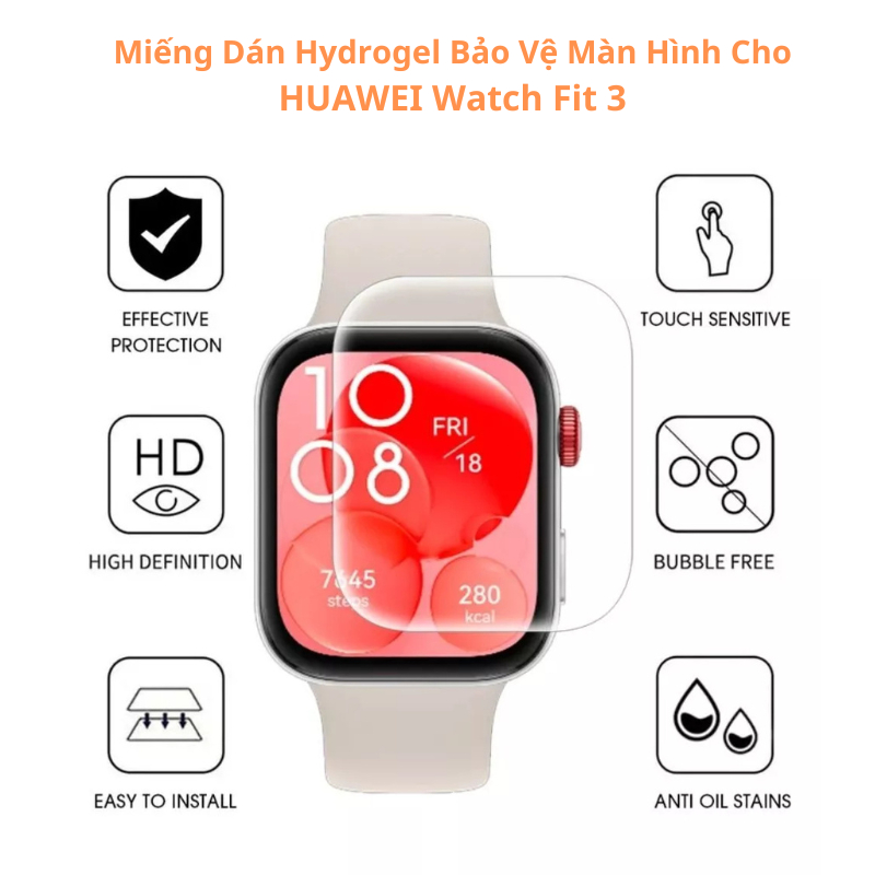 Huawei Watch Fit 3 Miếng Dán Soft Hydrogel HD Phim bảo vệ màn hình trong suốt cho Huawei Watch Fit3