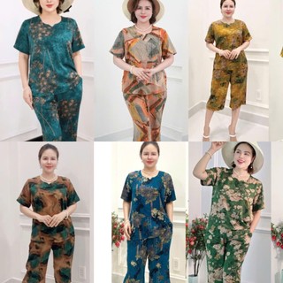 BỘ ĐỒ TRUNG NIÊN CÁT LỤA  HÀN CHÂU  QUẦN NGỐ