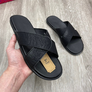  Dép da nam quai chéo kiểu dáng thời trang – Dép sandal đi trong nhà đi chơi 