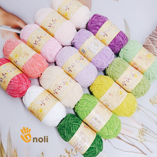  Len nhung 2mm đan móc thú bông khăn áo váy siêu mềm mịn không rụng lông 50g nội địa Trung  Đủ bảng màu 01-42  
