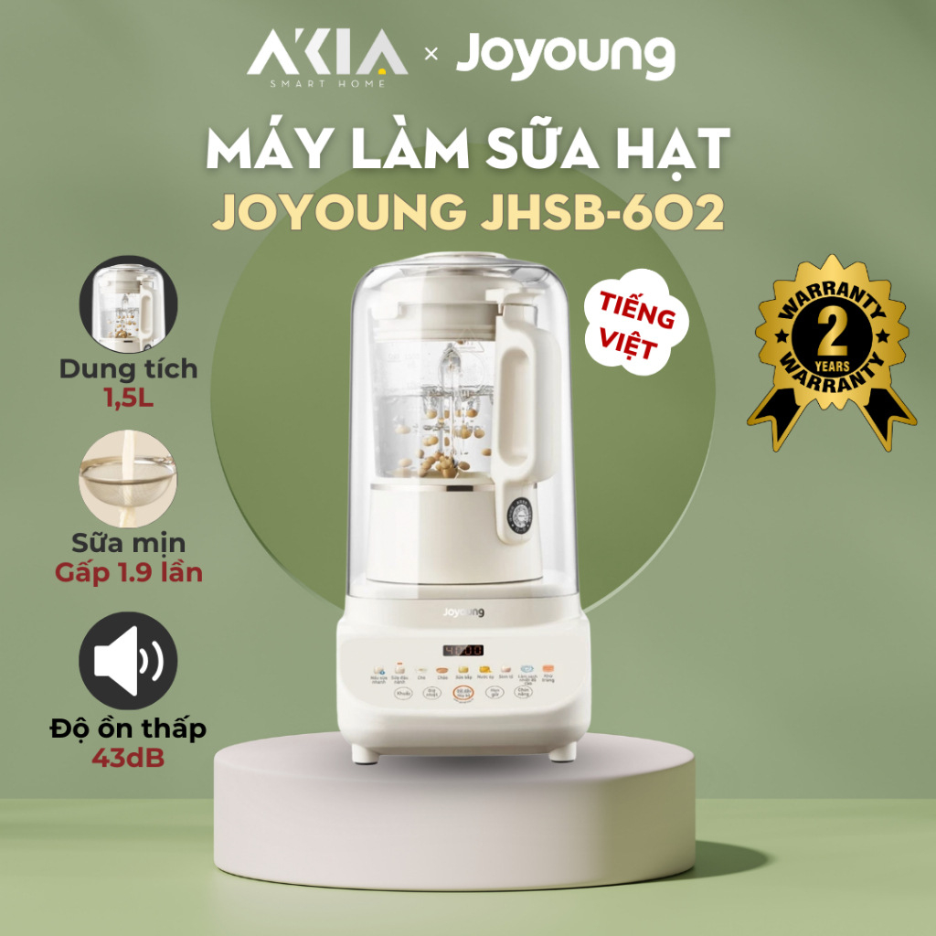 Máy làm sữa hạt Joyoung JHSB-602 | JHSB-602 - Dung tích 1.5L, Công suất 1000W, Có hộp chống ồn