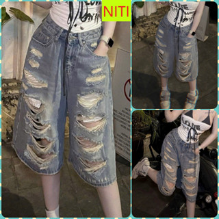   NCRS2237  QUẦN JEANS NGỐ LỬNG NỮ LƯNG CAO RÁCH TẢ TƠI ĐÙI MÀU XANH ĐẬM PHỦ VÀNG LAI CUỐN SIÊU MÁT MẺ 