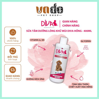  Sữa Tắm Cho Chó Mèo DIVA Hồng 400ml Dưỡng Lông Khử Mùi Hương Nước Hoa Pháp 