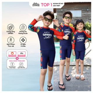  Đồ bơi trẻ em BIKINI PASSPORT kiểu Đồ bơi Unisex cho bé dạng quần lửng áo có tay - Cam Họa tiết - KD046_OR 