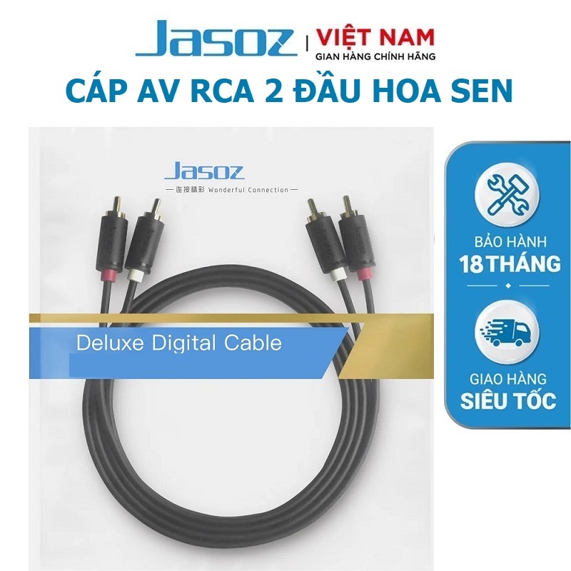Dây Cáp Âm Thanh AV RCA 2 Đầu Hoa Sen, Đầu Cáp Mạ Vàng chính hãng Jasoz C105 - Bảo hành 18 tháng