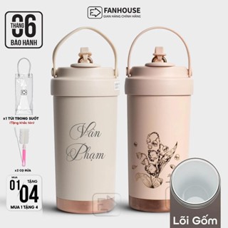 Ly giữ nhiệt Lily inox 316 lõi tráng Sứ, cốc giữ nhiệt 500ml Fan House khắc tên theo yêu cầu