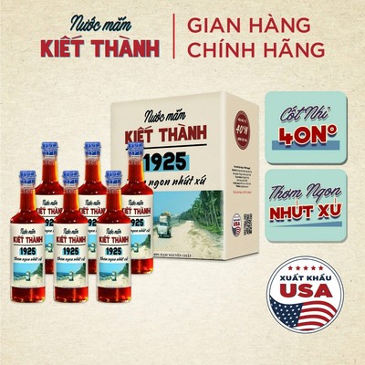 Thùng 6 Chai Nước mắm Kiết Thành Thơm Ngon Nhứt Xứ 500ml Cốt Nhỉ 40N - Nước mắm Tĩn