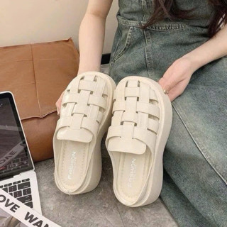  Dép sục RỌ đế cao đế bằng thông thoáng dép sục chất da mềm quai da đan đế cao 7cm 