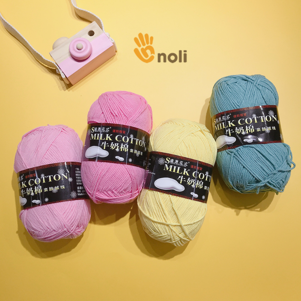 Len milk cotton 125g loại 1 se tròn, săn chắc, tơi xốp, đan móc khăn, áo, túi xách, thú bông cho bé (Đủ bảng màu 01-81)