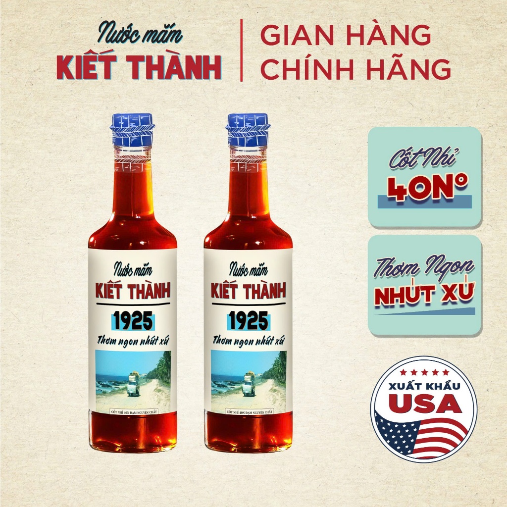 COMBO 2 CHAI Nước mắm Kiết Thành Thơm Ngon Nhứt Xứ 500ml Cốt Nhỉ 40N Nguyên Chất Truyền Thống