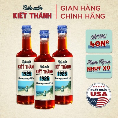 COMBO 3 CHAI Nước mắm Kiết Thành Thơm Ngon Nhứt Xứ 500ml Cốt Nhỉ 40N Nguyên Chất Nước Mắm Tĩn