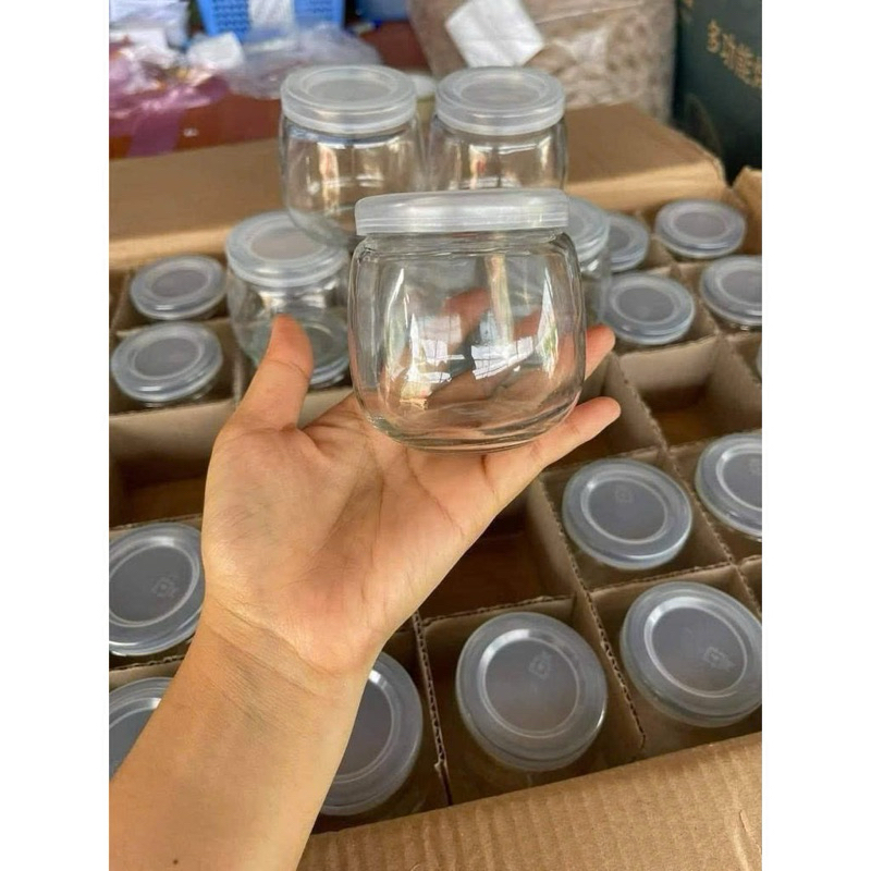 Hộp 12 Lọ thủy tinh đựng sữa chua 200ml , pudding, thực phẩm, nước trái cây hàng thủy tinh sáng đẹp,