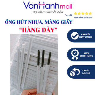 [500Gr] Ống hút, ống hút nhựa có màng bọc giấy cao cấp Phi 6, phi 8, phi 12 đầu nhọn - VANHANHMALL