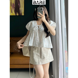 BARE_Áo Babydoll Croptop Hoa Nhí Cột Nơ Ngực Chất Vải Linen Form Rộng Dáng Xòe Dễ Thương_A538, A551