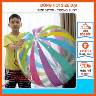 Bóng Bơm Hơi, Bóng Sọc Trong Suốt, Bóng Bãi Biển 107cm (Sau bơm 71cm)