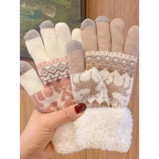   Găng tay cảm ứng cổ cao  Găng tay len cổ cao lót lông cừu dày dặn họa tiết thời thượng phù hợp cho cả nam và nữ 