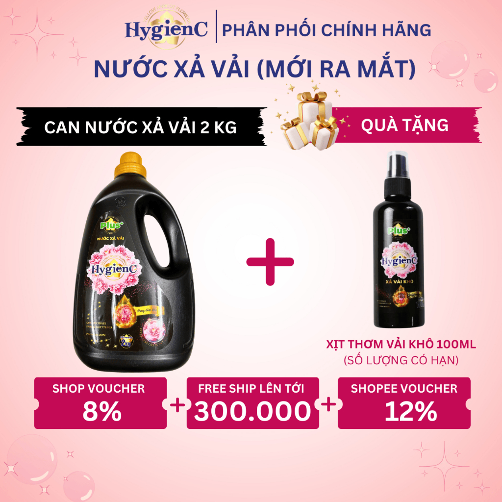 Nước Xả Dưỡng Vải Đậm Đặc HYGIENC PLUS 2.0 Kg/Can - Hương Nước Hoa Cao Cấp, Lưu Hương 12 Tuần