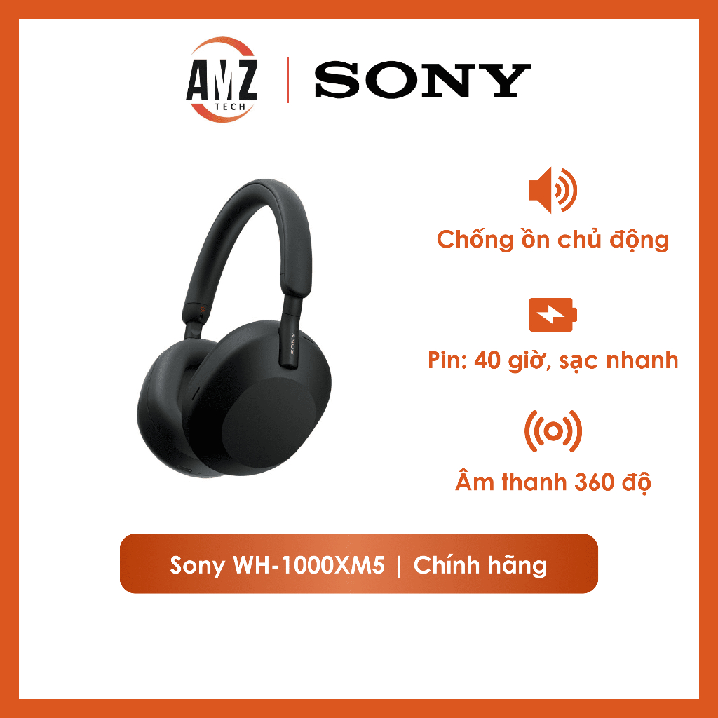SONY WH-1000XM5 – Headphones Flagship, Chống Ồn Chủ Động Đỉnh Cao, Âm Thanh Hi-Res, Pin 30 Giờ