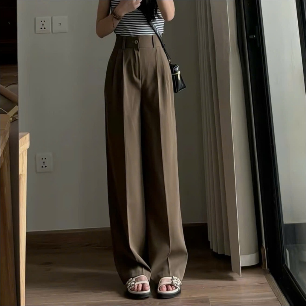 [95cm-100cm-105cm- Gol Nhật] Quần Tây Ống Suông Rộng Lưng Cao Chất Gol Nhật Nhiều Màu, Quần Suông Nữ rũ mượt Okélla | BigBuy360 - bigbuy360.vn