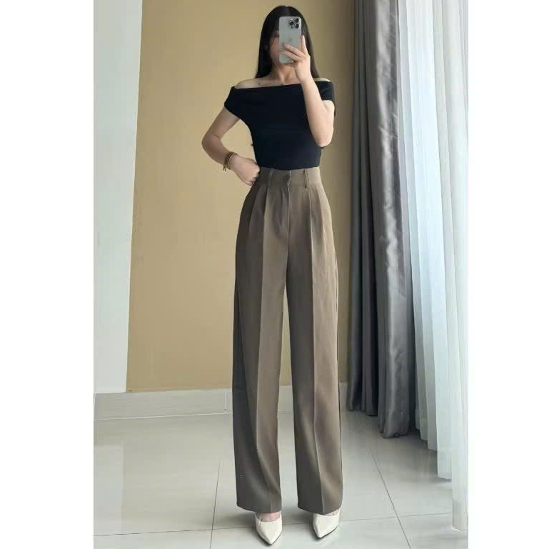 [95cm-100cm-105cm- Gol Nhật] Quần Tây Ống Suông Rộng Lưng Cao Chất Gol Nhật Nhiều Màu, Quần Suông Nữ rũ mượt Okélla | BigBuy360 - bigbuy360.vn