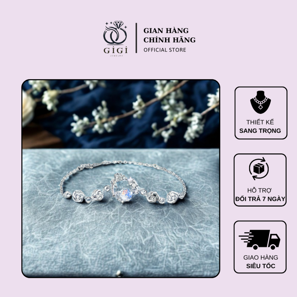 Vòng tay bạc S925 Gigi Jewelry hình hoa hồng của hoàng tử bé thiết kế độc đáo và trang nhã LT009