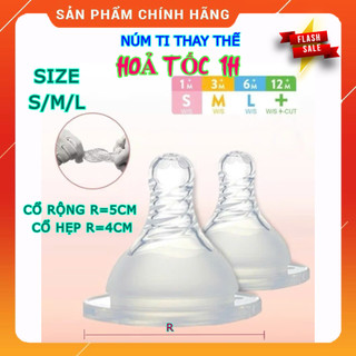 (HoảTốc1h) Núm ti cổ rộng núm ti cổ hẹp silicon thay thế bình sữa MoYuum